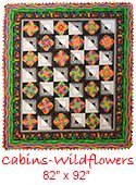 Stunning quilt or Wall Hanging with Prairie Point Edging Cabins in the Wildflowers