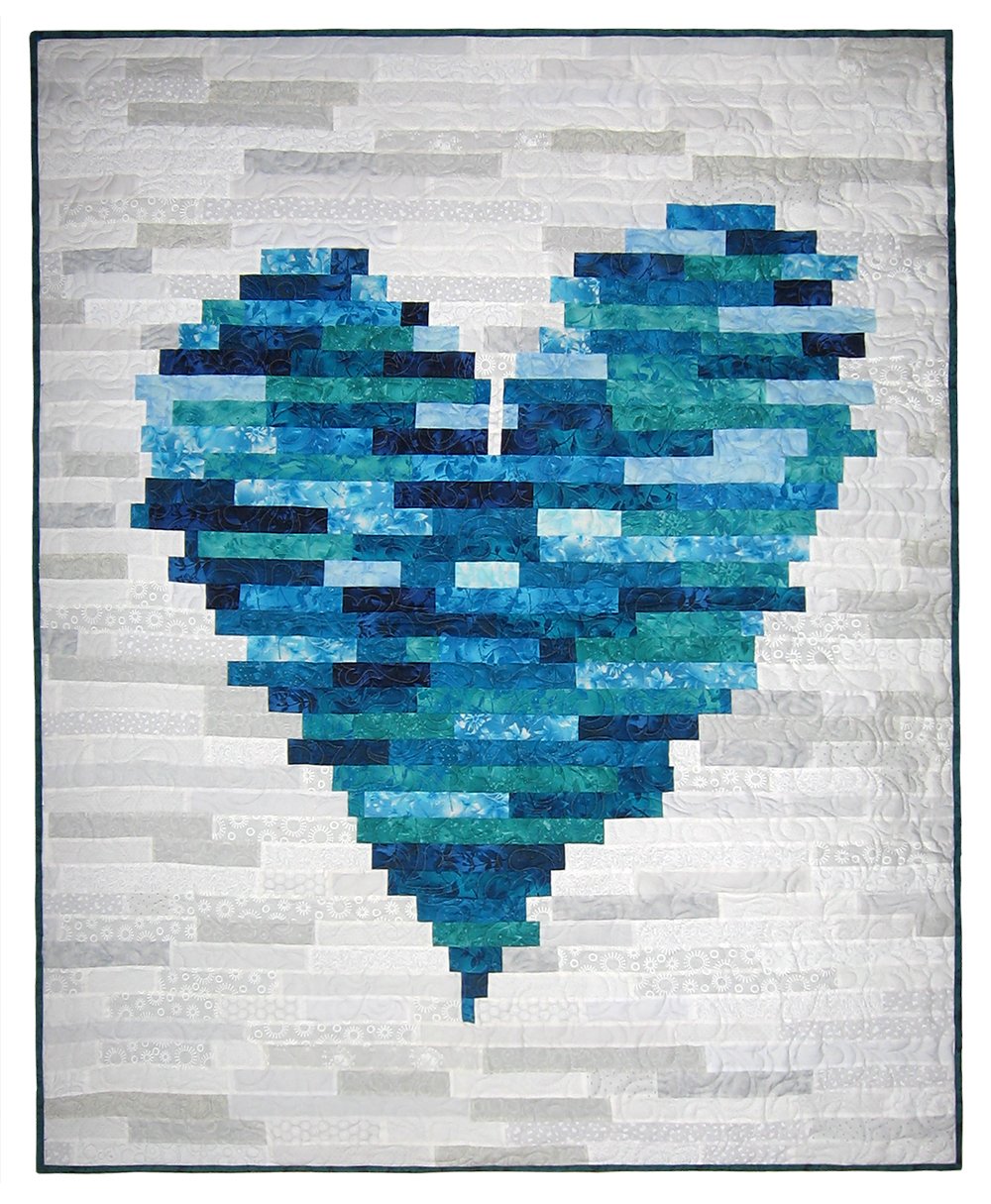 Blue Have A Heart Quilt  70" x 82"