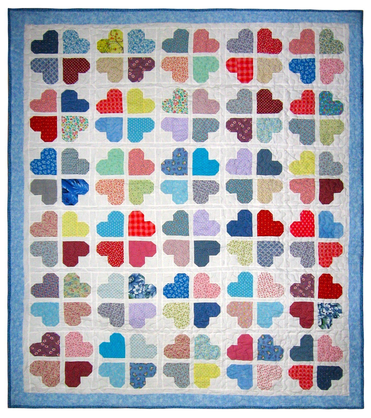 Heart Flowers Quilt 76" x 91"