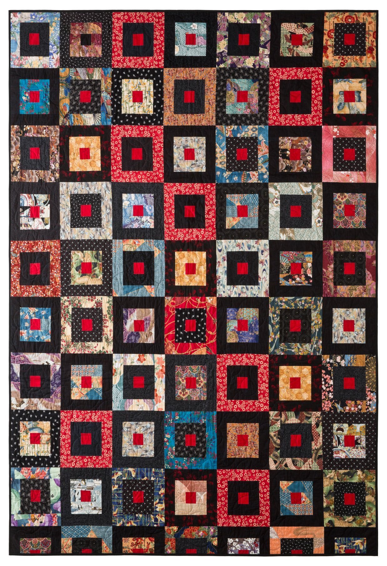 Japanese Susan's Squares Quilt 70.25" x 94.5"