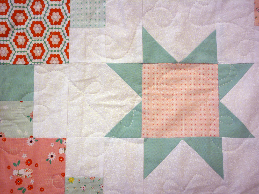 Kitty Cat Pink & Green Quilt Detail